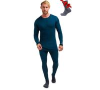 Merino.tech sous-Vêtement Merinos Homme - Ensemble 100% Laine Merinos Haut et Bas avec Chaussettes Lourd, Moyen, Léger (X-Large, 250 Deep Teal)
