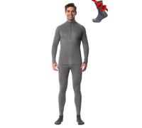 Merino.tech sous-Vêtement Merinos Homme - Ensemble 100% Laine Merinos Haut et Bas avec Chaussettes Lourd, Moyen, Léger (X-Large, 250 Heather Grey Zip-up Set)