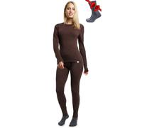 Merino.Tech Vetement Femme Ensemble Laine Merinos - 100% Merino Wool Haut et Bas avec Chaussettes Lourd, Moyen, Léger (Medium, 250 Chocolate)