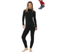 Merino.Tech Vetement Femme Ensemble Laine Merinos - 100% Merino Wool Haut et Bas avec Chaussettes Lourd, Moyen, Léger (Small, 250 Charcoal Grey Zip-up Set)