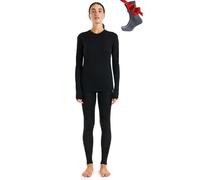 Merino.Tech Vetement Femme Ensemble Laine Merinos - 100% Merino Wool Haut et Bas avec Chaussettes Lourd, Moyen, Léger (Large, 165 Lite Black)