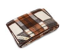 Merino Wool Bedding Blanket Check King Couverture Unie en Pure Laine Couverture 200 x 200 cm Woolmark Blanket Check Brown Couverture Sofa Pad