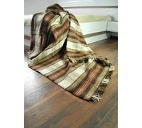 Merino Wool Couverture Unie en Pure Laine Couverture 160 x 200cm Double Comforter (Brown Check)