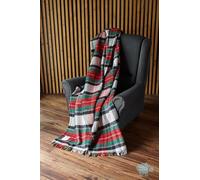 Merino Wool Jeté de lit 160 x 200 cm à carreaux pour lit double Motif tartan Rouge naturel