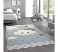 Merinos Nuages de Tapis pour Enfants Tapis de Jeu Blue Größe 120 cm Rund