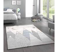 Merinos Pépinière de Tapis Enfants avec des Montagnes en crème Gris Bleu Größe 200 x 290 cm
