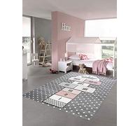 Merinos Tapis de Jeu Tapis de Jeu pour Enfants en Gris Rose crème Größe 80x150 cm