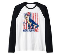 Merisaurusrex T Rex Dinosaur American Patriotic 4th of July Manche Raglan