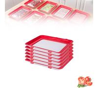 Meritdeteno Food Preservation Tray, Creative Food Preservation Tray, Environmentally Friendly Design - Reusable Food Preserving Tray, Food Preservation Trays- Stackable, Reusable, Red, 6PCS
