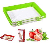 Meritdeteno Food Preservation Tray,Reusable Food Preserving Tray,Stackable Food Tray Creative Silicone Fresh Tray,Storage Food Preservation Tray (Green, 2 pcs)