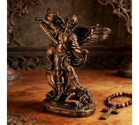 MeritMode Statuette Saint Michel Archange Effet Bronze - Statue Saint Michel en résine, figurine Archange Michel 20,3 cm, Figurine religieuse catholique pour décoration de prière à la maison
