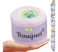 MeriWoolArt Bouquet Fil de coton - 100 % coton - Fil à crochet et à tricoter multicolore - 250 g, 500 m - Idéal pour les châles, couvertures de bébé, Amigurumi, vêtements d'été et accessoires de