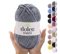 MeriWoolArt® Laine chenille pour tricot et crochet - Gris foncé - 200 g et 70 m de laine velours - 100 % polyester moelleuse - Pour amigurumi, oreillers, couvertures et vêtements doux - Cadeaux