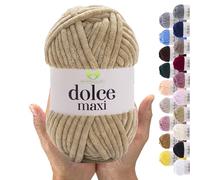 MeriWoolArt® Laine chenille pour tricot et crochet - Sable - 200 g et 70 m de laine velours - 100 % polyester moelleuse - Pour amigurumi, oreillers, couvertures et vêtements doux - Cadeaux