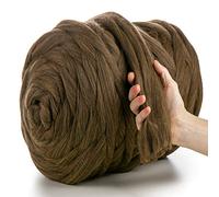 MeriWoolArt® Laine XXL 100 % mérinos, épaisseur 4 à 5 cm, pour feutrage humide ou à sec, pour tricoter une couverture épaisse avec les bras, laine pour couverture de bébé, marron-jaune, 100 g