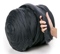 MeriWoolArt® Laine XXL 100 % mérinos, épaisseur 4 à 5 cm, pour feutrage humide ou à sec, pour tricoter une couverture épaisse avec les bras, laine pour couverture de bébé, graphite, 100 g