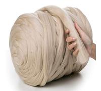 MeriWoolArt® Laine XXL 100 % mérinos, épaisseur 4 à 5 cm, pour feutrage humide ou à sec, pour tricoter une couverture épaisse avec les bras, laine pour couverture de bébé, beige clair, 100 g