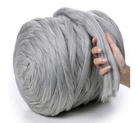 MeriWoolArt® Laine XXL 100 % mérinos, épaisseur 4 à 5 cm, pour feutrage humide ou à sec, pour tricoter une couverture épaisse avec les bras, laine pour couverture de bébé, gris clair chiné, 100 g