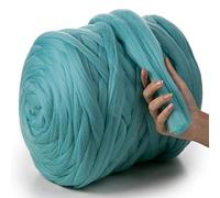 MeriWoolArt® Laine XXL 100 % mérinos, épaisseur 4 à 5 cm, pour feutrage humide ou à sec, pour tricoter une couverture épaisse avec les bras, laine pour couverture de bébé, bleu azur, 100 g
