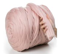 MeriWoolArt® Laine XXL 100 % mérinos, épaisseur 4 à 5 cm, pour feutrage humide ou à sec, pour tricoter une couverture épaisse avec les bras, laine pour couverture de bébé, rose clair, 250 g