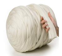 MeriWoolArt® Laine XXL 100 % mérinos, épaisseur 4 à 5 cm, pour feutrage humide ou à sec, pour tricoter une couverture épaisse avec les bras, laine pour couverture de bébé, blanc, 500 g