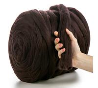 MeriWoolArt® Laine XXL 100 % mérinos, épaisseur 4 à 5 cm, pour feutrage humide ou à sec, pour tricoter une couverture épaisse avec les bras, laine pour couverture de bébé, aubergine, 100 g