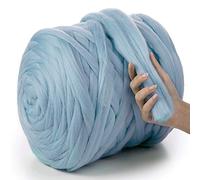 MeriWoolArt® Laine XXL 100 % mérinos, épaisseur 4 à 5 cm, pour feutrage humide ou à sec, pour tricoter une couverture épaisse avec les bras, laine pour couverture de bébé, bleu ciel, 100 g