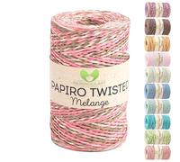 MeriWoolArt Papiro Twisted Fil à crochet et à tricoter - Pelote de 100 g (170 m) - Idéal pour macramé, chapeaux, sacs, projets de bricolage et accessoires de maison - Respectueux de l'environnement