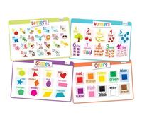 merka Educational Enfants 4 Sets de Table : Lettres de l'alphabet, Chiffres, Formes, Couleurs - Bundle - antidérapant Lavable