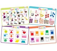 Merka Sets de Table pour Enfants, Sets de Table pour Tout-Petits Sets de Table Jetables antidérapants pour Tout-Petits Lettres Chiffres Formes et Couleurs Alphabet Ensemble de 4