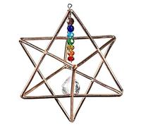 Merkaba Cristal Géométrique Décoration à Suspendre avec Cristaux Arc-en-ciel 7 Chakra