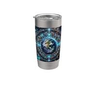 Merkabah Grid Metatron Cube Terre Géométrie Sacrée Gobelet isotherme en acier inoxydable double paroi