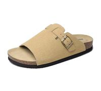 Merking Femmes sandales mules liège naturel lit de pied chaussures de jardin confortables latsches été pantoufles XZ7762-LightBrown-EU38