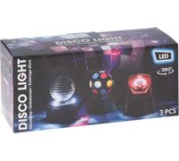 Merkloos Set de lumière disco - boule disco - boule miroir - lumière clignotante - pivotant - pile - H 12,5 cm