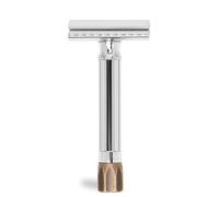 Merkur 500C Antique, Chrome Brillant/Laiton, Rasoir Premium en Deux Pièces, Idéal pour le Rasage à l'Humide, Zinc Moulé sous Pression, Manche en Laiton, Fabriqué en Allemagne