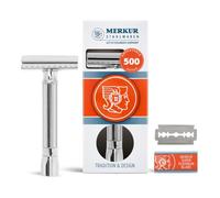 Merkur Rasoir de sécurité réglable 500 C - Chrome | Brillance classique | Coupe droite de qualité supérieure en deux parties | Idéal pour le rasage humide | Zinc moulé | Manche en laiton | Fabriqué en