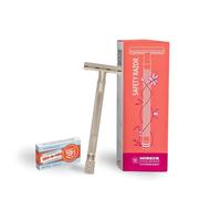 MERKUR Rasoir en acier inoxydable 24 en acier inoxydable, satiné mat, manche extra long, rasoir trois pièces de qualité supérieure avec coupe droite, peigne fermé, idéal pour le rasage humide