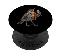 Merle d'Amérique Drôle Chanteur Micro Rock Musique Oiseau PopSockets PopGrip Adhésif