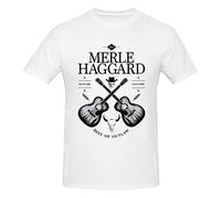 Merle Haggard T-shirt personnalisé à col rond et manches courtes pour homme, blanc, XXL