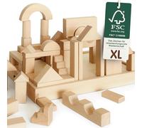 Merle Toys® Jeu de Construction en Bois, Bloc de Construction, Château | Jeu de Construction 2 Ans, 3 Ans, Cube en Bois Enfant, 100% FSC, Grands Blocs en Bois Naturel pour Empiler et Construire
