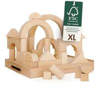 Merle Toys® Jeu de Construction en Bois Naturels, 30 Pièces, Jeu Montessori Grands Blocs en Bois pour Constructions Créatives, Bloc de Construction Enfant dès 2 3 Ans, Cadeau pour Garçons et Filles