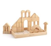 Merle Toys® Jeu de Construction en Bois Naturels, 46 Pièces, Jeu Montessori Grands Blocs en Bois pour Constructions Créatives, Bloc de Construction Enfant dès 2 3 Ans, Cadeau pour Garçons et Filles