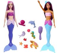 Mermaid Barbie Dolls Lot de 2 : animaux marins, bandeaux et accessoires océaniques Barbie