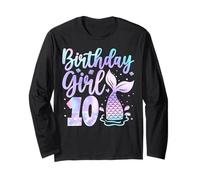 Mermaid Birthday Girl 10 Year Old Its My 10th Bday Manche Longue