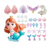 Mermaid Cake Set, Baking Decorations Kit, 7.87 Inches PVC Party Toppers with Colorful Build, PP PVC Craft Set, Style Cake Decor with Fun Design, Kids Party Baking Use
