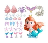 Mermaid Cake Toppers - Vibrant Starfish Sets, Beautiful Fish Tails Baking Ornaments, Rainbow Seashells Bubbles Supplies, Enchanting Under Sea Theme Prop Crafting - For Kids Holiday Birthday Events