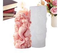 Mermaid Candle Wax Mold - 4 Inch Silicone Craft Mold | Reusable Candle Casting Molds - Flexible Non Stick Molds for Resin Wax Soap Plaster Epoxy Diy Home Decor Birthday Christmas