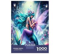 Mermaid Fée 1000 Pièces Coffret Puzzle Fantaisie enchantée de la mer Puzzle Classique Carton Solide - Ultra Dur pour Couples, Top Noté, Activité Parfaite À La Maison 52x38cm/1000pcs