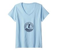 Mermaid Patrol Protection Mythique de l'océan Guardian T-Shirt avec Col en V, Femme, Bleu Céleste, XXL