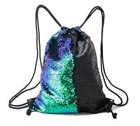 Mermaid Sequin Scintillant épaule Sac à Dos Sac à Dos réversible épaule extérieure (Multicolore + Noir)